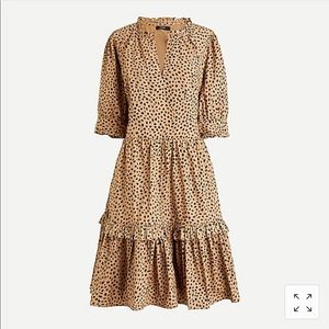 Ruffleneck Tiered Popover Dress- leopard dot